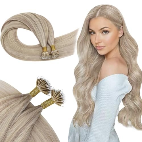 Ugeat Nano Hair Extensions Human Hair Ash Blonde No...