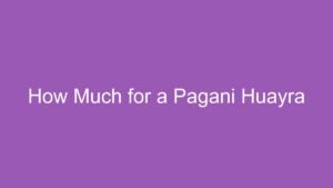 Read more about the article How Much for a Pagani Huayra