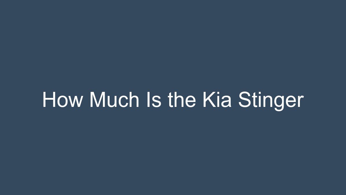 You are currently viewing How Much Is the Kia Stinger