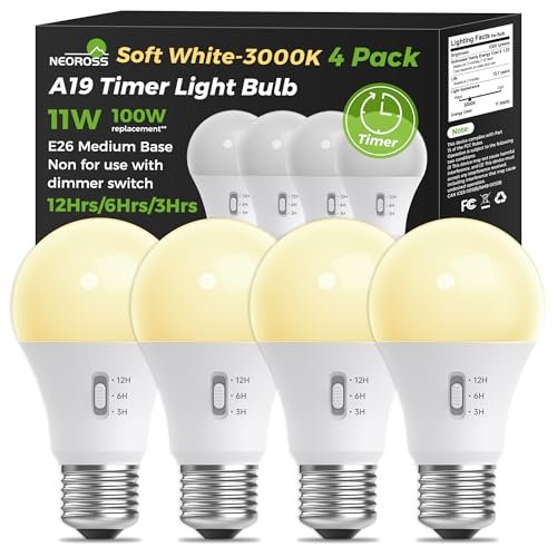 NEOROSS Timer Light Bulb, A19 Equivalent 100W LED Bulb,...