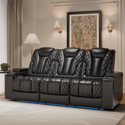 Betterhood Home Theater Seating, Top Grain Leather Recliner...