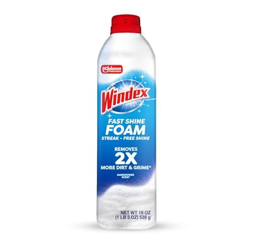 Windex Fast Shine Foam Glass Cleaner, No-Drip Aerosol...