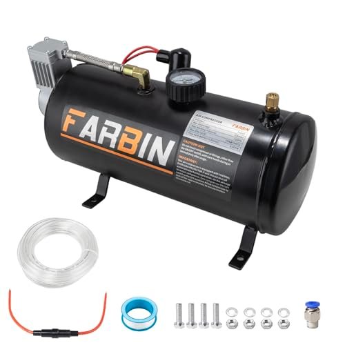 FARBIN 150 PSI 0.8gal Air Compressor 12V Air Tank Can...