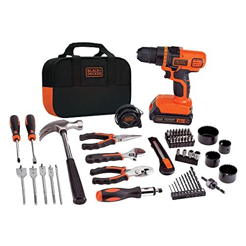 BLACK+DECKER 20V MAX 68-Piece Cordless Drill and Home Tool...