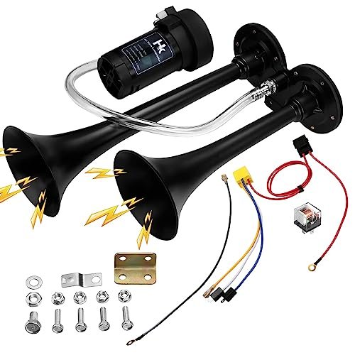 150db Super Loud Dual Trumpet Air Horn Kit with...