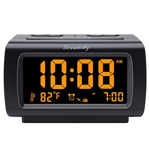 DreamSky Alarm Clock Radios for Bedrooms with Battery...