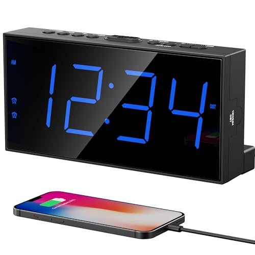 Digital Dual Alarm Clock for Bedroom, Large Display Bedside...