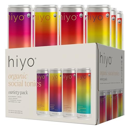 Hiyo Organic Social Tonic – Variety Pack, 12 Pack -...