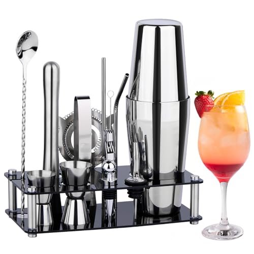 Cocktail Shaker Set Bartender Kit : 15-Piece Bar Tool Set...