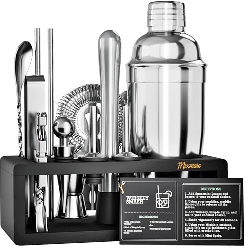 Mixology Bartender Kit with Stand - 15 Piece Bar Tool...