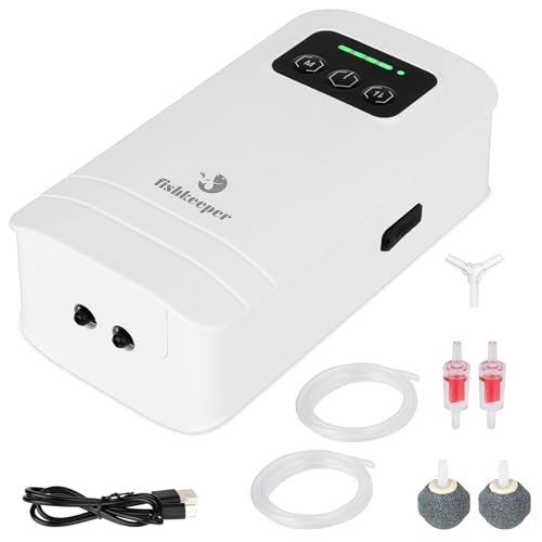 fishkeeper Battery Powered Aquarium Air Pump, USB...