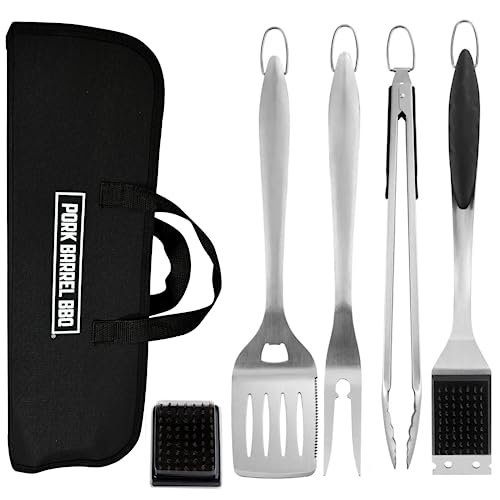 Pork Barrel BBQ Tool Set Grill Kit - Premium Stainless...