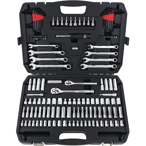 Amazon Basics Mechanic's Socket Tool Set With Case, Metric...