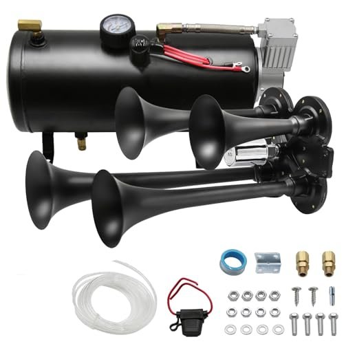 Train Horn Kit for Trucks & Cars - 4 Trumpet...