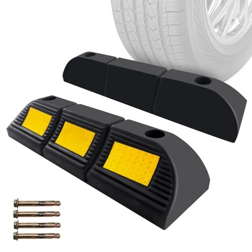 Parking Stopper for Garage Floor, Heavy Duty Rubber Car...
