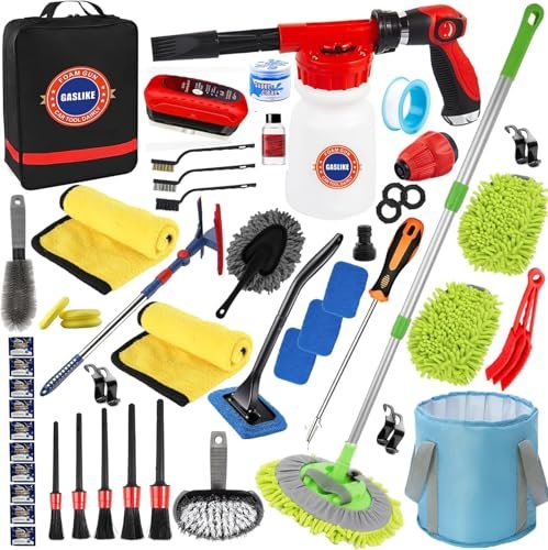 56Pcs Car Wash Cleaning Kit with Foam Gun, Car Wash...