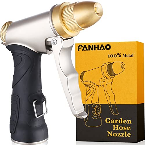 FANHAO Garden Hose Nozzle, 100% Heavy Duty Metal Spray...