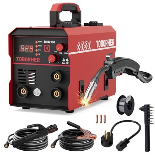 130A MIG Welder, 110V/220V Dual Voltage Flux Core MMA...