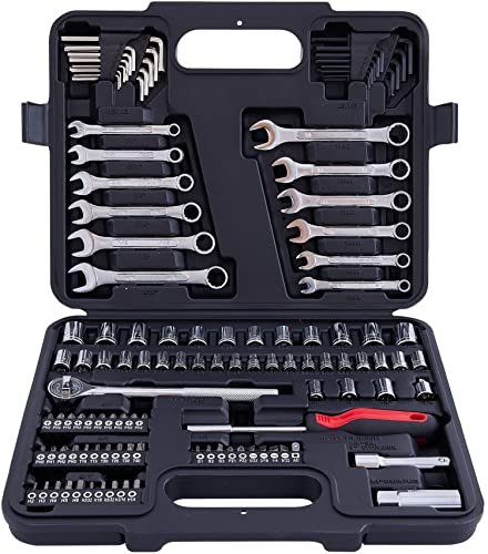 MECHMAX 121 Piece Mechanic Tool Set, 1/4 & 3/8 Inch...