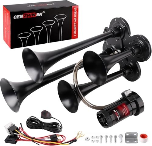 Cenzhiwen Train Horn Kit - 4 Trumpet Metal Air Horns...