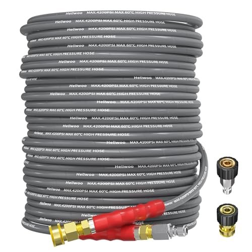 Heliwoo Pressure Washer Hose 100ft 4200PSI with 3/8 Quick...