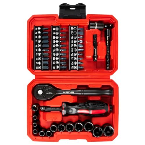 LLNDEI 48 Piece 1/4 Inch Mini Socket Ratchet Wrench Set,...