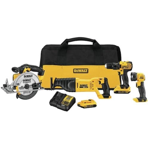 DEWALT 20V MAX Power Tool Combo Kit, 4-Tool Cordless...