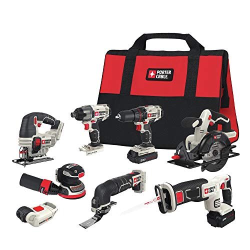PORTER-CABLE 20V MAX 8-Tool Combo Kit Cordless Drill and...
