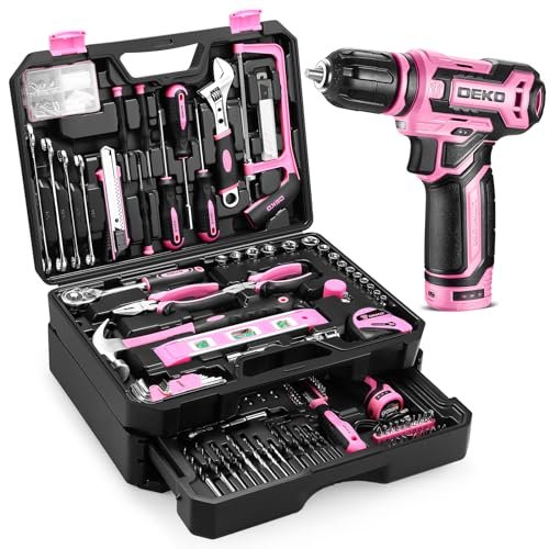 Pink Tool Kit Box Drill Set：DEKOPRO Home Mechanic Toolbox...