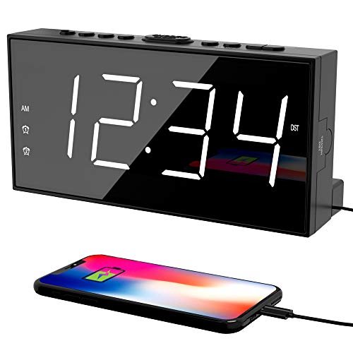 PPLEE Alarm Clock for Bedroom, 2 Alarms Loud LED Big...