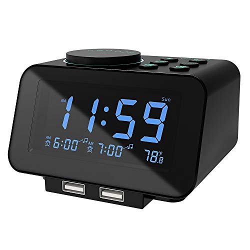 uscce Digital Dual Alarm Clock Radio - 0-100% Dimmer with...