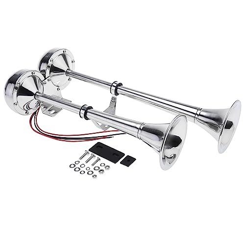 NovelBee 12v Stainless Steel Dual Trumpet Horn,125db Marine...