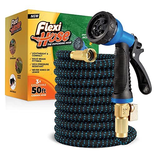Flexi Hose with 8 Function Nozzle, 50FT - Lightweight...