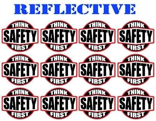 12 Pack Reflective Think Safety First Hard Hat Stickers |...
