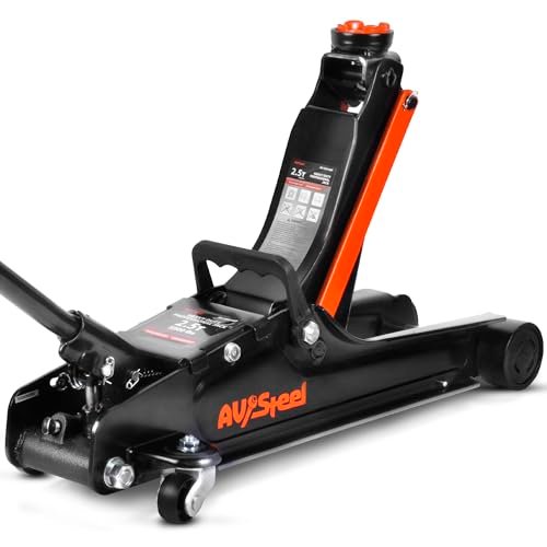 AV Steel Floor Jack 2.5 Ton (5500 lbs), Low Profile...