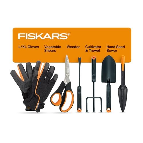 Fiskars Vegetable Garden Tool Set with Vegetable Shears,...