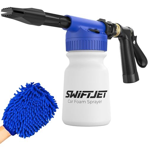 SwiftJet Car Wash Foam Gun + Microfiber Wash Mitt -...