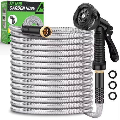 Garden Hose 50ft, Heavy Duty Stainless Steel Water Hose...