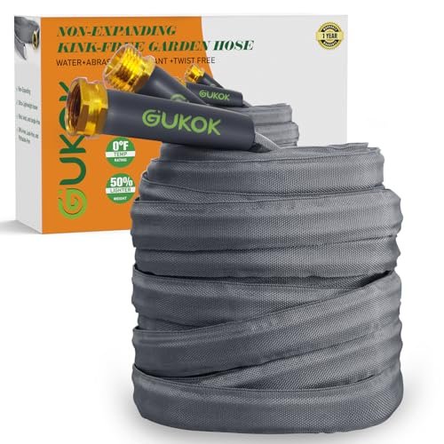 GUKOK 2025 Upgraded 50FT Non-Expanding Garden Hose,...