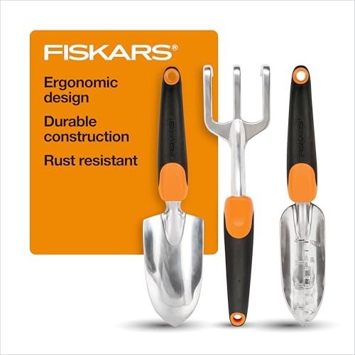 Fiskars 3-in-1 Garden Tool Set, Includes Trowel,...