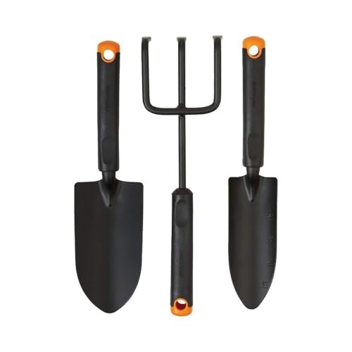 Fiskars 3-Piece Garden Tool Set - Trowel, Transplanter,...