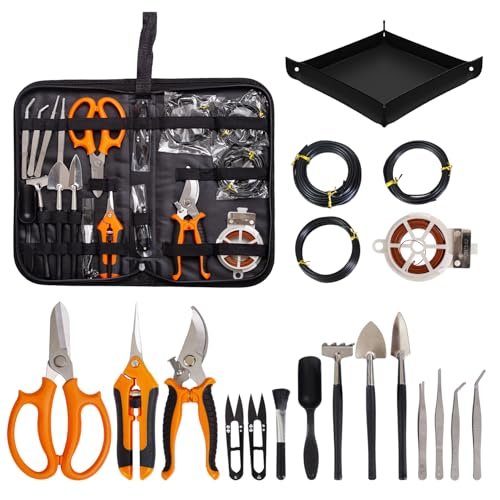 Bonsai Tools Kit 20 Pcs Garden Tools Set for Beginner,...