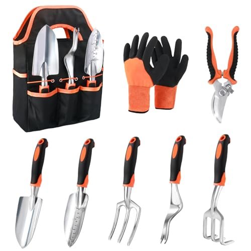 Garden Tools Set, 8 Piece Gardening Tools Set with Non...