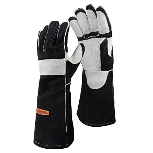 YESWELDER 16 Inches,932℉,Leather Forge MIG Welding Gloves,...