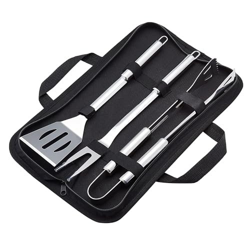 Amazon Basics 4-Piece Stainless Steel Barbeque Grilling...