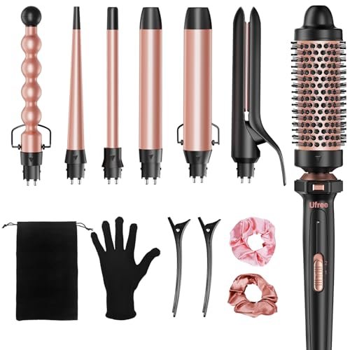 Ufree 7-in-1 Curling Iron Set with Interchangeable Ceramic...