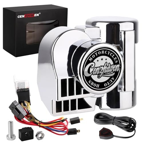 Cenzhiwen Motorcycle Air Horn Kit 12V 150db Super Loud...