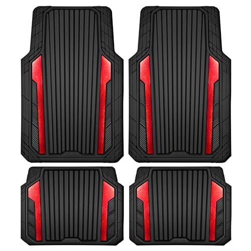 CAR PASS Heavy Duty Rubber Car Mats Metallic, Aluminum...