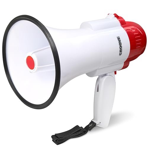 Croove Portable Megaphone Loud Speaker, Bullhorn with Siren...