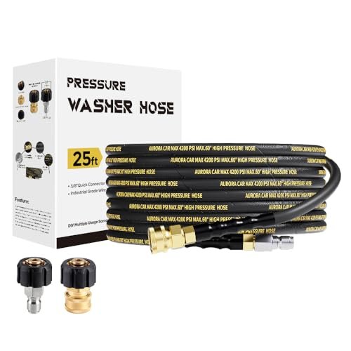 AURORA CAR Pressure Washer Hose 25FT with 3/8 Inch Quick...